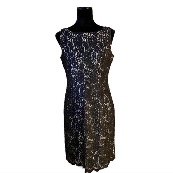 Ann Taylor Fully Lined Black Lace Sleeveless Cocktail Dress - Picture 1 of 5
